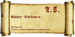 Nádor Barbara névjegykártya